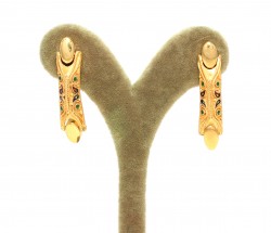 22K Gold Rectangle Enameled Dangle Earrings - 5