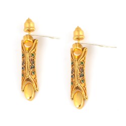 22K Gold Rectangle Enameled Dangle Earrings - 3