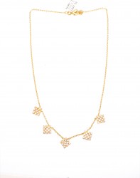 22K Gold Rhombus Shaped 5 Pieces Necklace - Nusrettaki