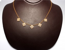 22K Gold Rhombus Shaped 5 Pieces Necklace - Nusrettaki (1)