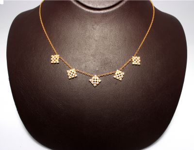 22K Gold Rhombus Shaped 5 Pieces Necklace - 2