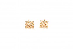 22K Gold Rhombus Shaped Stud Earrings - Nusrettaki (1)
