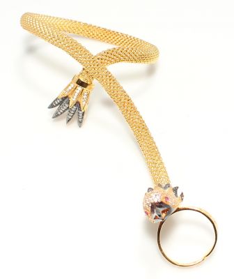 22K Gold Ring Bracelet, Harpy Eagle Design - 2