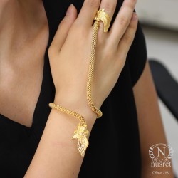 22K Gold Ring Bracelet with Eagle - Nusrettaki