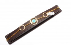 22K Gold Round Evil Eye Beaded Chain Bracelet - Nusrettaki (1)