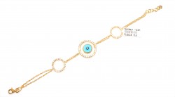 22K Gold Round Evil Eye Beaded Chain Bracelet - Nusrettaki