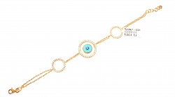 22K Gold Round Evil Eye Beaded Chain Bracelet - 1