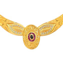 22K Gold Ruby and Sapphire Antique Necklace - 3
