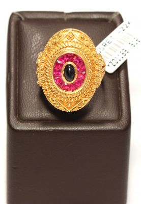 22K Gold Ruby and Sapphire Antique Ring - 3