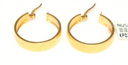 22K Gold Sheet Hoop Earrings, Hand Carved - 2