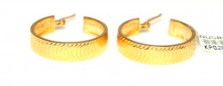 22K Gold Sheet Hoop Earrings, Hand Carved - 1
