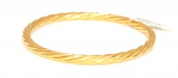 22K Gold Slip On Bangle Bracelet, Shiny Thin Twisted Pattern - 1