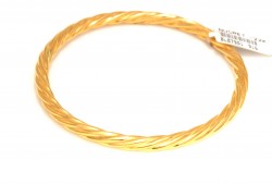 22K Gold Slip On Bangle Bracelet, Shiny Thin Twisted Pattern - 3