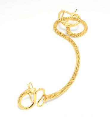 22K Gold Snake Design Beaded Ring Bracelet - 1