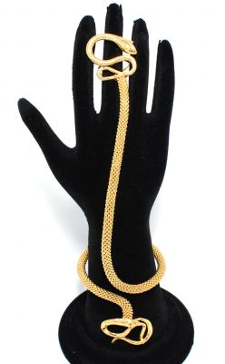 22K Gold Snake Design Beaded Ring Bracelet - 2