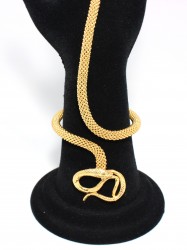 22K Gold Snake Design Beaded Ring Bracelet - 3