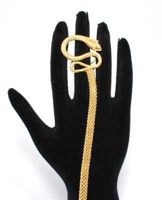 22K Gold Snake Design Beaded Ring Bracelet - 4