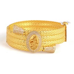 22K Gold Snake Patterned Ottoman Emperor's Signature Bangle - 1