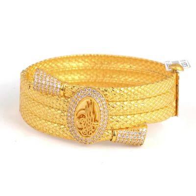 22K Gold Snake Patterned Ottoman Emperor's Signature Bangle - 3