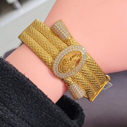 22K Gold Snake Patterned Ottoman Emperor's Signature Bangle - Nusrettaki (1)