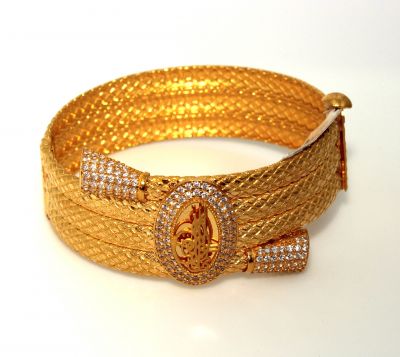 22K Gold Snake Patterned Ottoman Emperor's Signature Bangle - 7