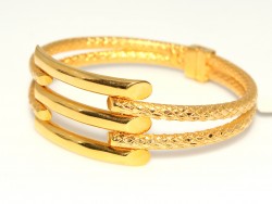 22K Gold Snake Skin Patterned Bar Bangle Bracelet - 4