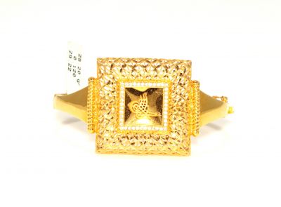 22K Gold Square Ottoman Signature, Diamond Lined Bangle Bracelet - 1