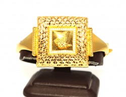 22K Gold Square Ottoman Signature, Diamond Lined Bangle Bracelet - Nusrettaki (1)
