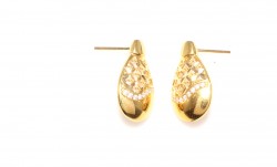 22K Gold Teardrop Earrings with Zircons - Nusrettaki