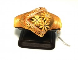 22K Gold Triple Daisies Model Bangle Bracelet - 6