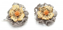 22K Gold Tulle Daisy Stud Earrings - 1