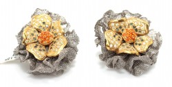 22K Gold Tulle Daisy Stud Earrings - 3