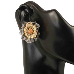 22K Gold Tulle Daisy Stud Earrings - Nusrettaki (1)