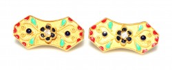 22K Gold Ufo Model Enameled Stud Earrings - 4