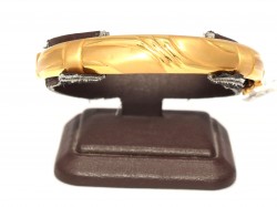 22K Gold Waves Hand Crafted Slip On Bangle Bracelet - 2