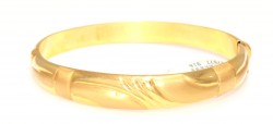 22K Gold Waves Hand Crafted Slip On Bangle Bracelet - 1