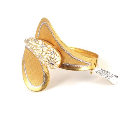 22K Gold White Enameled Bangle Bracelet - 5