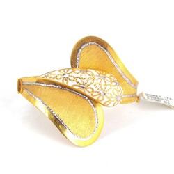 22K Gold White Enameled Bangle Bracelet - 1