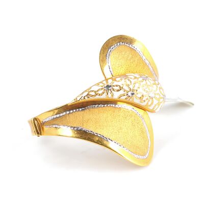 22K Gold White Enameled Bangle Bracelet - 3