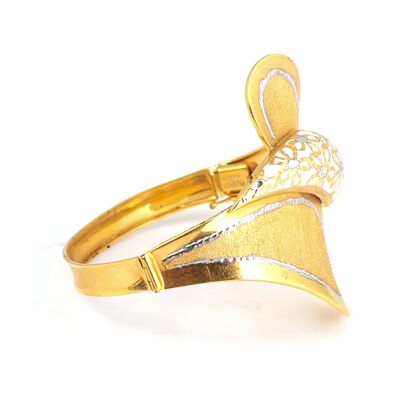 22K Gold White Enameled Bangle Bracelet - 4