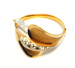 22K Gold White Enameled Bangle Bracelet - 7