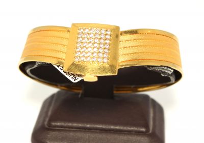 22K Gold Woven Trabzon Handcrafted Bangle Bracelet - 3
