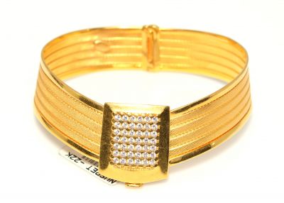 22K Gold Woven Trabzon Handcrafted Bangle Bracelet - 1