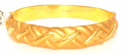 22K Gold X's Design Hinged Bangle Bracelet - Nusrettaki