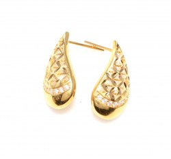 22K Teardrop Gold Earrings with Zircons - Nusrettaki