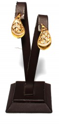 22K Teardrop Gold Earrings with Zircons - Nusrettaki (1)