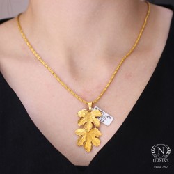 22K Vine Leaf Gold Pendant - Nusrettaki