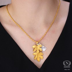 22K Vine Leaf Gold Pendant - 3