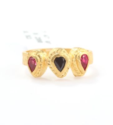 24K Gold Triple Drops Ring - 5