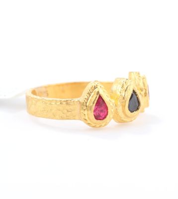 24K Gold Triple Drops Ring - 6